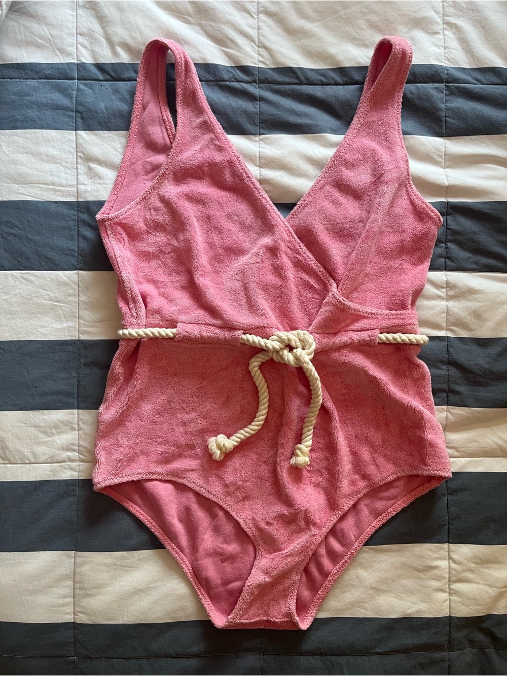 Lisa Marie Fernandez Pink Yasmin Terry One-Piece Swimsuit with Rope Tie